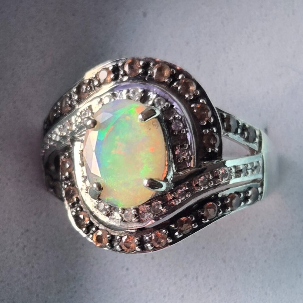 Mexican fire opal, 925 silver, size 10